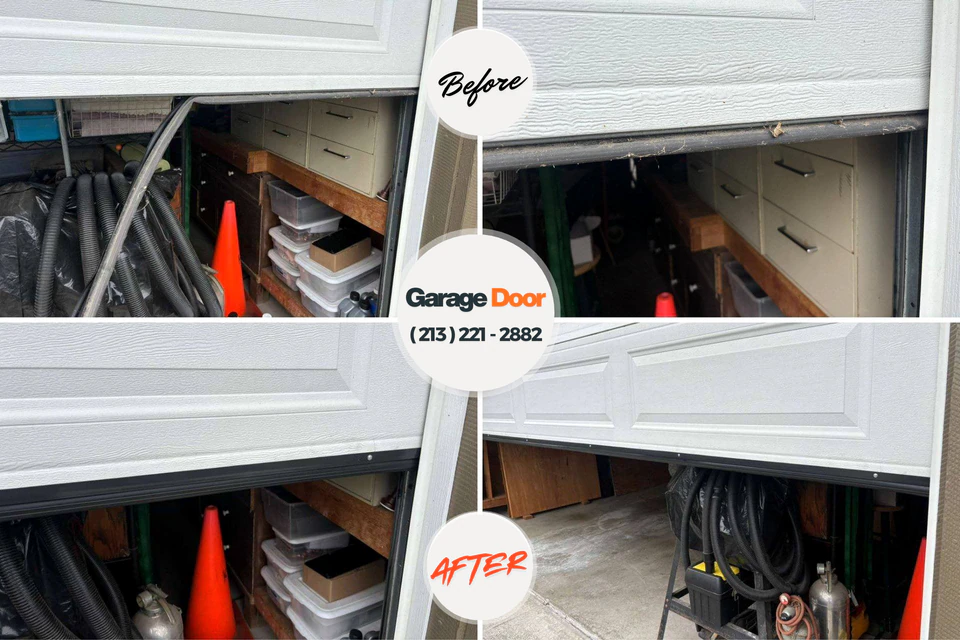 Before and after: garage door repair La Plata, MO